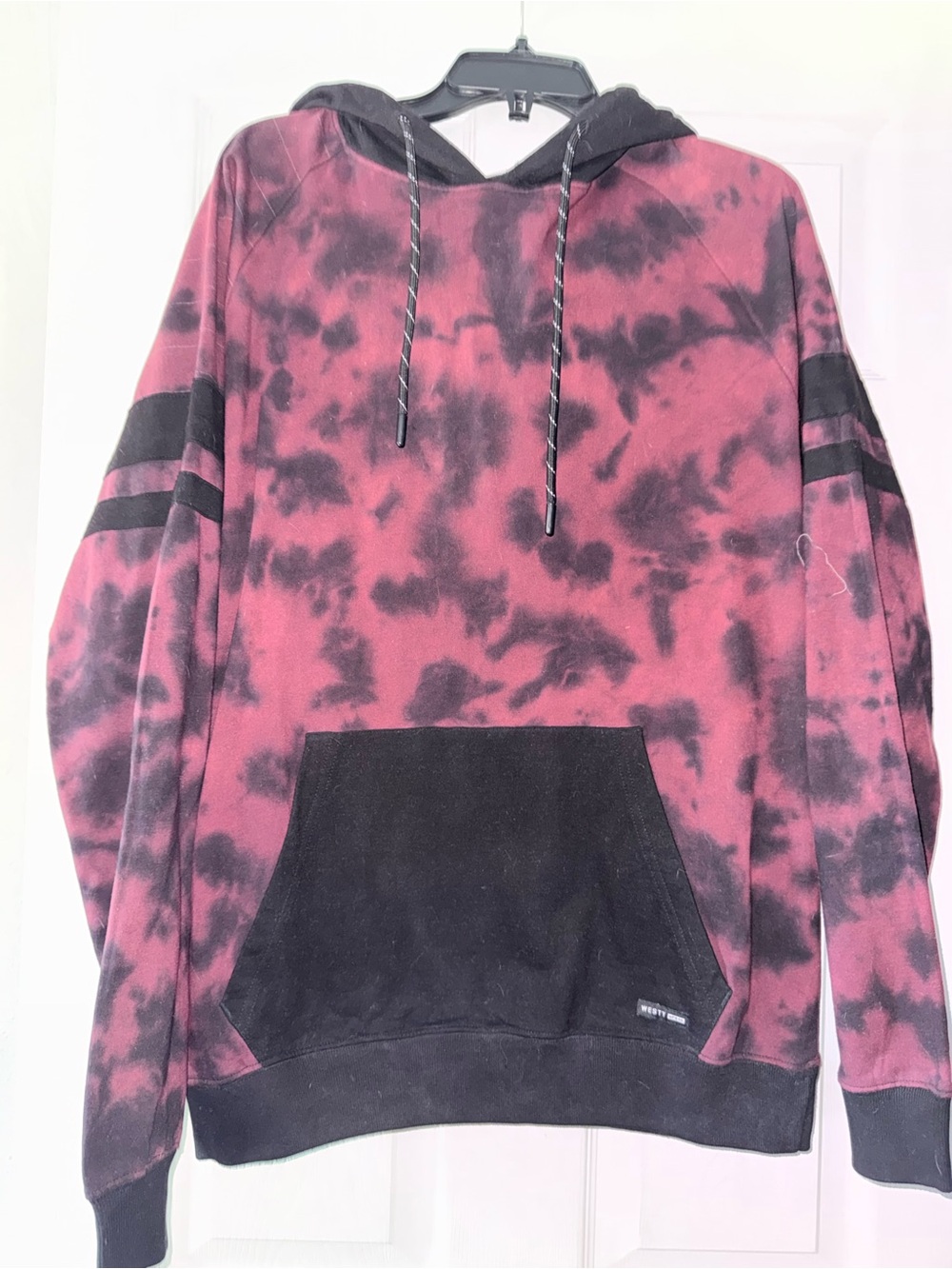 Men's Tie-Dye Maroon & Black Pullover Hoodie